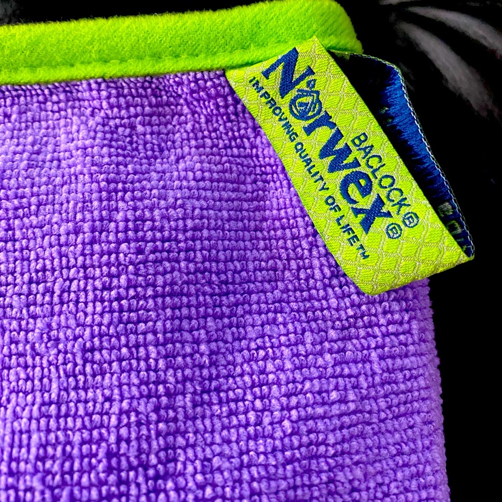 Norwex kids Towel - lime green & purple